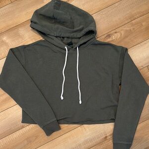 Olive Green Cropped Hoodie